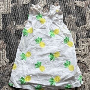 Janie and Jack White Dress with Yellow and Green Pineapples
